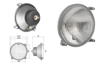 Proiettore anteriore di tipo R2 – traffico sulla destra (luci: anabbaglianti, abbaglianti, posizione)