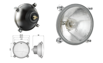 Proiettore anteriore di tipo R2 – traffico sulla sinistra (luci: anabbaglianti, abbaglianti)