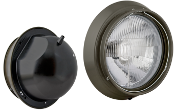 Proiettore anteriore ermetico, tipo H4 in involucro metallico (luci: anabbaglianti, abbaglianti)