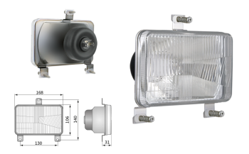 Inserto faro di tipo H4, passo degli attacchi 130x140 (luci: anabbaglianti, abbaglianti)