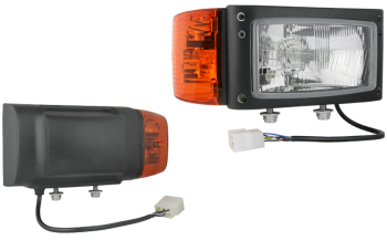 Proiettore anteriore di tipo H4 con cavo e connettore AMP - destro