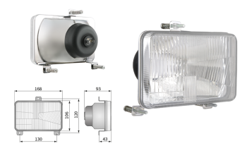 Inserto faro di tipo H4, passo degli attacchi 130x120 (luci: anabbaglianti, abbaglianti)