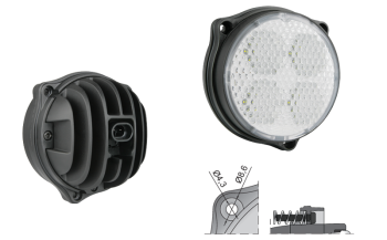 Faro da lavoro con LED e connettore AMP SuperSeal incorporato (fissaggio con 3 bulloni)