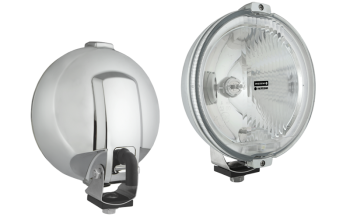 Proiettore alogeno abbagliante in involucro cromato