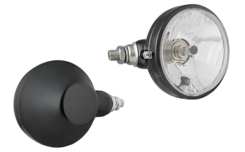 Proiettore anteriore di tipo H4/R2 in involucro metallico - sinistro (luci: anabbaglianti, abbaglianti, posizione)