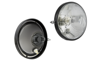 Inserto faro di tipo H4 con telaio in metallo - sinistro (luci: anabbaglianti, abbaglianti, posizione)