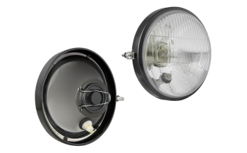 Inserto faro di tipo R2 con telaio in metallo - sinistro (luci: anabbaglianti, abbaglianti, posizione)