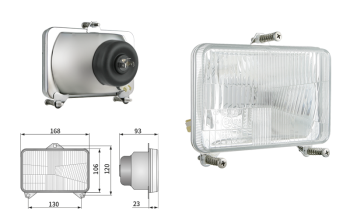 Inserto faro di tipo H4, passo degli attacchi 130x120 (luci: anabbaglianti, abbaglianti, posizione)