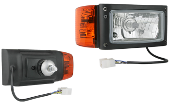 Proiettore anteriore di tipo H4 con staffa posteriore, cavo e connettore AMP - destro