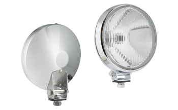 Proiettore alogeno abbagliante in involucro metallico cromato