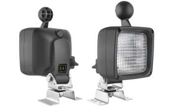 Faro da lavoro alogeno con staffa omega, connettore AMP Faston incorporato e interruttore