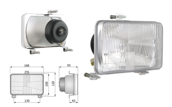 Inserto faro di tipo H4, passo degli attacchi 130x120 (luci: anabbaglianti, abbaglianti, posizione)