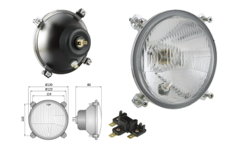 Proiettore anteriore di tipo R2 – traffico sulla destra (luci: anabbaglianti, abbaglianti, posizione)