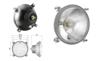 Proiettore anteriore di tipo R2 – traffico sulla sinistra (luci: anabbaglianti, abbaglianti, posizione)