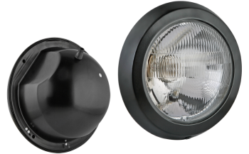 Proiettore anteriore di tipo R2 in involucro metallico (luci: anabbaglianti, abbaglianti, posizione)