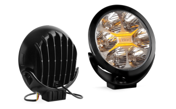 Proiettore abbagliante con LED, telaio nero e luce di posizione bicolore