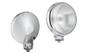 Proiettore alogeno fendinebbia in involucro metallico cromato