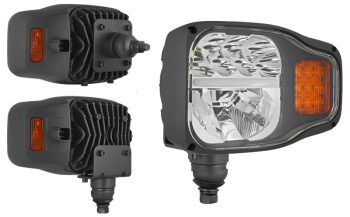 Proiettore anteriore con LED, staffa inferiore e posteriore, connettore DT04-6P incorporato - sinistro