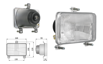 Inserto faro di tipo H4, passo degli attacchi 130x128 (luci: anabbaglianti, abbaglianti, posizione)