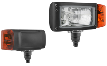 Proiettore anteriore di tipo H4 con staffa inferiore e connettore DT04-6P incorporato - sinistro