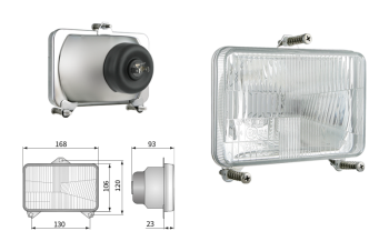 Inserto faro di tipo H4, passo degli attacchi 130x120 (luci: anabbaglianti, abbaglianti)