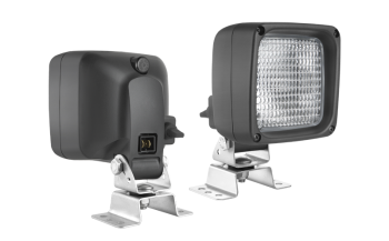 Faro da lavoro alogeno con staffa omega, connettore AMP Faston incorporato e interruttore